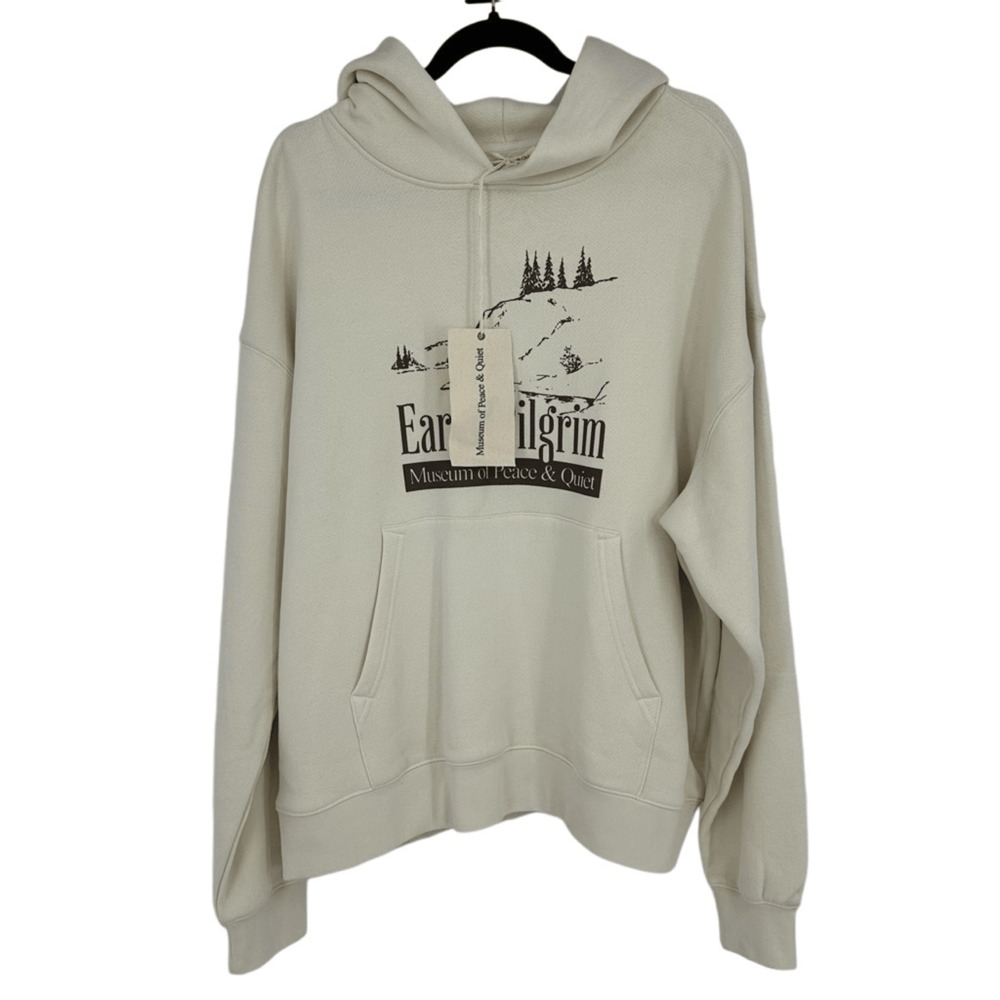 Museum of Peace and Quit Earth Pilgrim Mens L Graphic Hoodie Casual Gorpcore - Picture 2 of 13